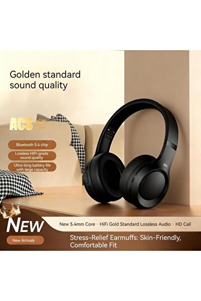 Choice سماعات رأس لاسلكية بتقنية بلوتوث 5.4، صوت محيطي أسود، صوت جهير قوي، خا...