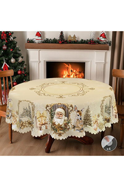 Choice1 Round(152)Cm Bs005 1 Piece of Merry Christmas Themed Printed Tableclo...
