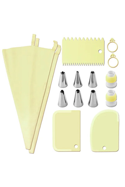 Choice 15Pcs Set Yellow 15Pcs/Set Pastry Sleeves Bags Reusable Confectionery ...