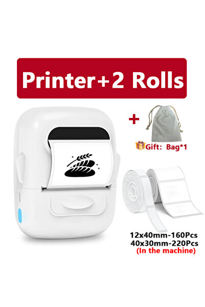 Choice1 White 2Rolls Marklife P50 Adhesive Label Printer Wireless Pket Sticke...