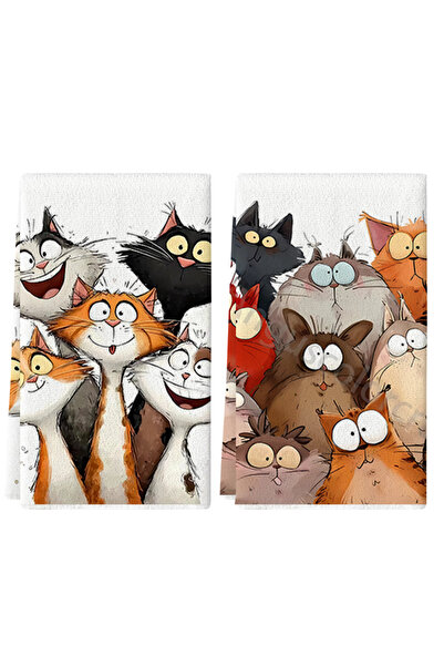 Choice 2pcs MULTI 2Pcs, Colorful Cartoon Cat Kitchen Towels, 40Cm*60Cm Towel ...