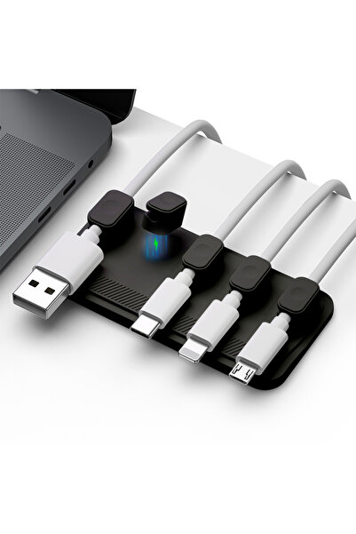 Choice منظم أسلاك مغناطيسي أسود من السيليكون للفأرة، مشابك كابلات سطح المكتب،...