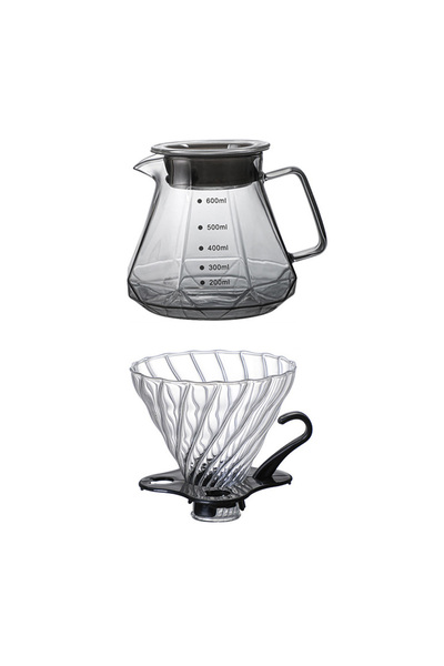 Choice1 600ml Leeseph Hand Brewed Glass Coffee Pot with Coffee Hand Pour Filt...