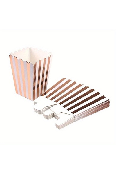 Choice3 12 pcs rose gold stripe Popcorn Boxes Mini Paper Box Cardboard Contai...