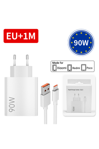 Choice شاحن فائق السرعة من نوع USB-C بقوة 90 واط مزود بكابل بطول متر واحد، مت...