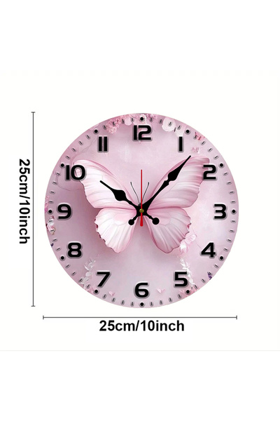 Choice 10 inch GZ-WYT08200040 Pink Butterfly Wooden Round Silent Hanging Wall...