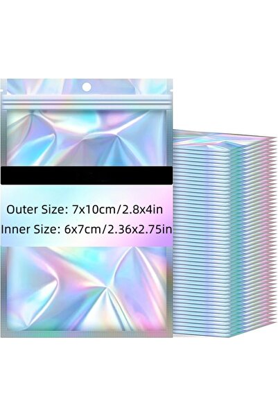 Choice11 50PCS 7x10cm 50pcs Thicken Laser Color Resealable Smell Proof Hologr...