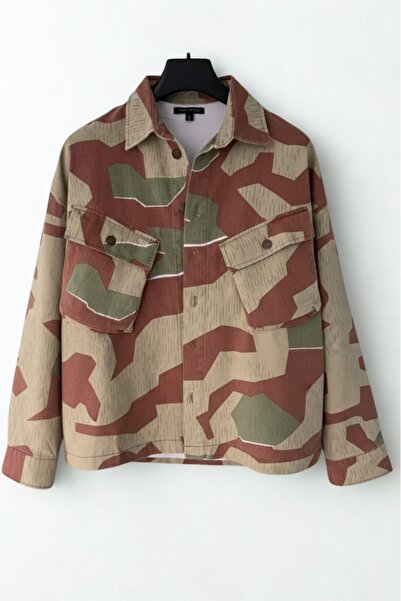 Wonraces Men's Oversize Camouflage Jean Jacket with Flap Cargo Pockets