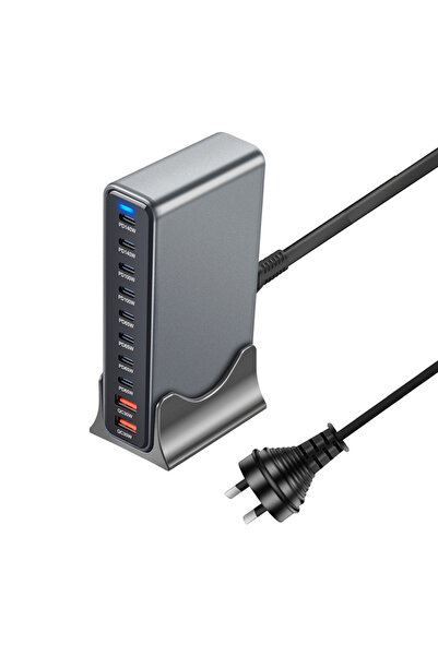 Choice3 شاحن AU GaN بقوة 800 واط، منفذ USB-C سريع، 10 منافذ USB من النوع C، ي...