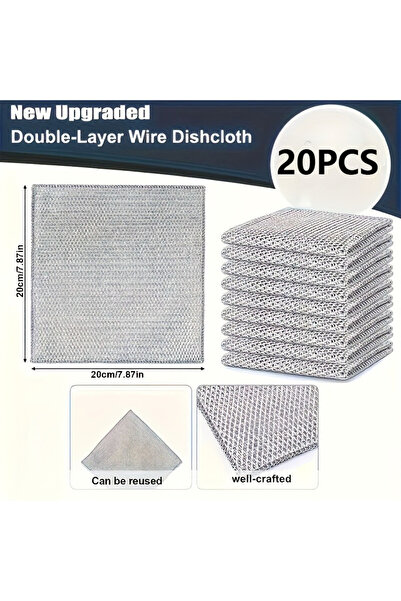 Choice4 20pcs Thickened Steel Wire Cleaning Cloth Non-Scratch Double-layer Ir...