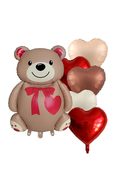 Choice Other 7Pcs Love Heart Bear Foil Ballo Happy Birthday Valentine’s Day P...