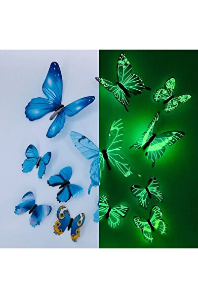 Choice 12PCS Blue New 12Pcs Fashion 3D Luminous Butterfly Creative Wall Stick...