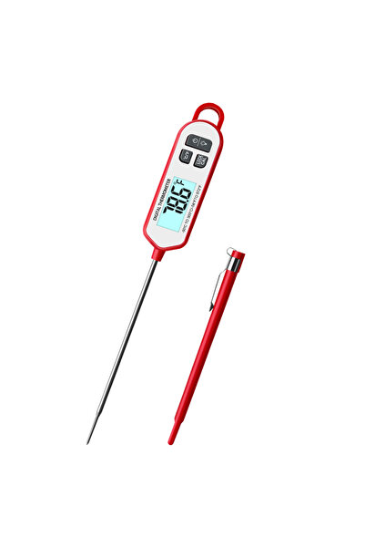 Choice Red Digital Meat Thermometer Instant Read Backlit Display, Food Cookin...