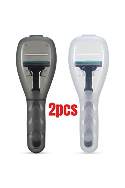 Choice W and B 2pcs Portable Travel Men's Manual Shaver Box, Transparent Plas...