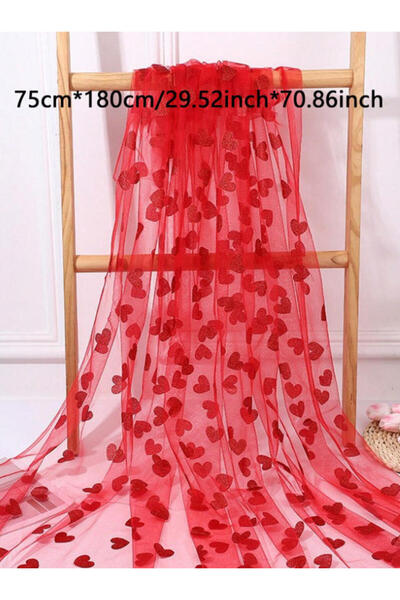 Choice Red 1pc Valentine's Day Mesh Heart Shaped Table Runner, Red & Pink Hea...