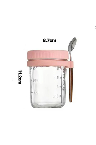 Choice 04 Portable Cereal Breakfast Cups Overnight Oat Glass Cup with Fork Mi...