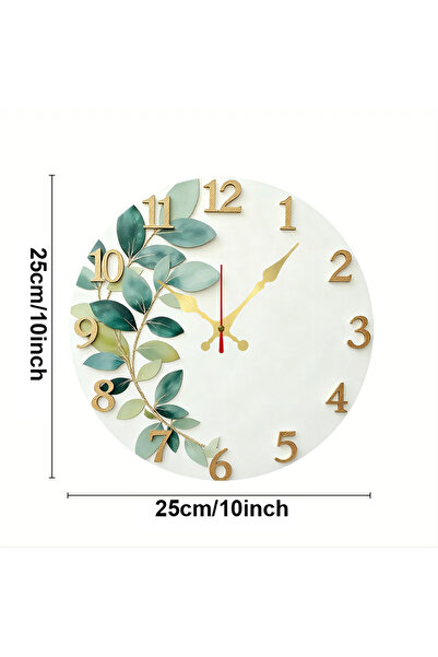 Choice 10 inch GZ-WYT09120077 Green Leaf Theme Wooden Round Silent Hanging Wa...
