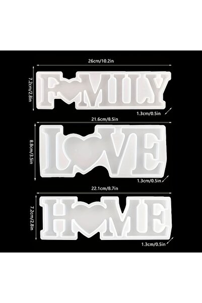 Choice 3pc letter mold 3Pcs silicone resin mold family love slogan, letter wo...