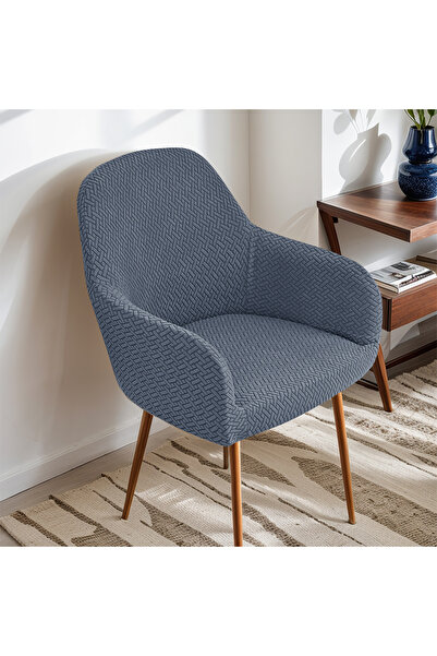 Choice غطاء كرسي رمادي داكن قطعة واحدة على شكل حرف T، ذو ملمس بارز ، غطاء كرس...