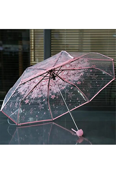 Choice Aluminum 8K Pink Fashionable Sakura Fresh Transparent Petal Umbrella w...