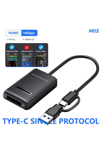 Choice محول M02 UC NVME M.2 إلى USB Type-C SSD، كابل M2 ثنائي البروتوكول سهل ...
