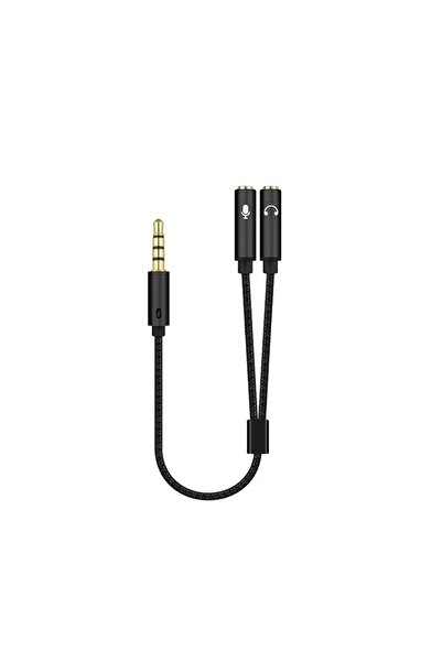 Choice محول سماعة رأس أسود اللون، كابل سماعة رأس وميكروفون ومكبر صوت، منفذ صو...