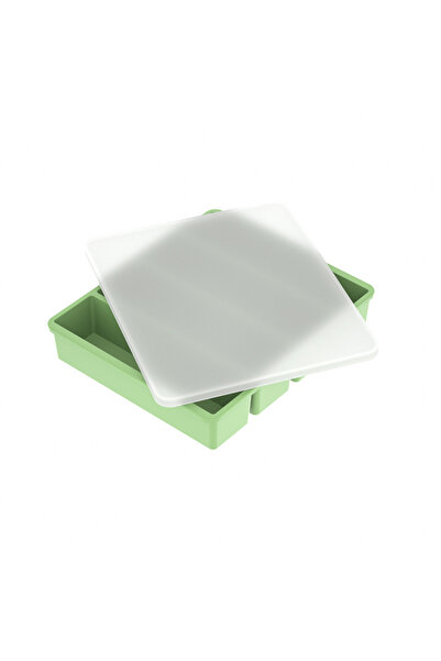 Choice Green with Lid 4 Grids Silicone Butter Mold with Lid Sauce Food Contai...
