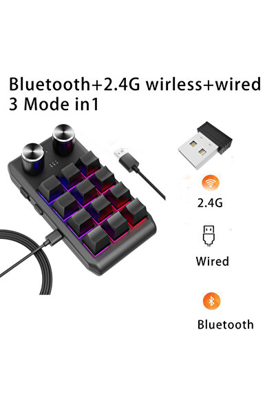 Choice1 GGBEE Black Wired BT 2.4G Bluetooth/3 Modes Mini Macro Custom Keyboar...