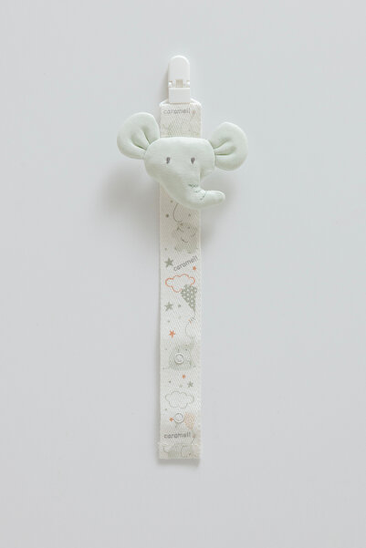 Caramell Sevimli Fil Figürlü Bebek Emzik Askısı - Yeşil Peluş Detaylı Klipsli...