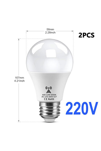Choice3 2PCS Microwave Radar Detection LED Light Bulb 220V E27 12W Radar Moti...