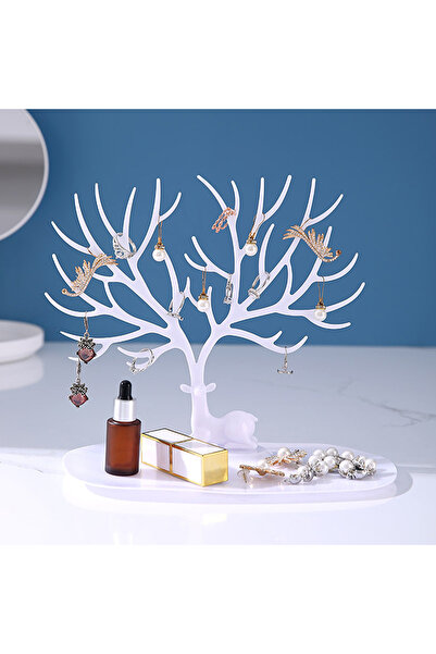 Choice White Desktop Organizer Holder Make Up Decor Jewelry Display Stand Tra...