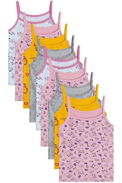 ExLove 12-Piece Girls' Cotton Thin Strap Undershirt Set - Colorful Patterned ...