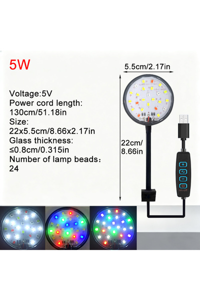 Choice1 مصباح LED لحوض السمك بقوة 5 واط يعمل بمنفذ USB، يُستخدم لتزيين أحواض ...