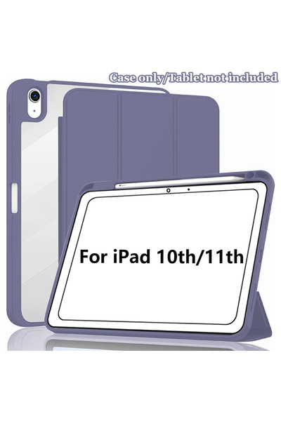 choice2 جراب بنفسجي لجهاز iPad 11 (إصدار 2025) مع حامل قلم، غطاء خلفي شفاف ثل...