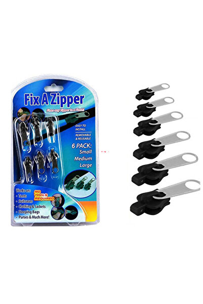 Choice Silver 6Pcs Universal Instant Fix Zipper 3 Sizes Repair Kit Replacemen...
