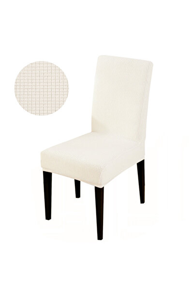 Choice6 غطاء كرسي من قماش قماش جاكار العاجي، قطعة واحدة، مناسب لغرفة الطعام، ...