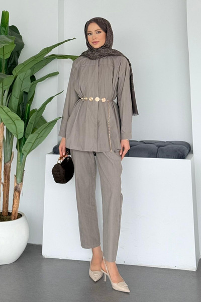 Hazamoda Joy Pleated Suit Stone