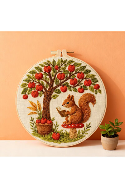 Choice with 20cm hoop CXTZ-507 A Set Of Adult Beginner Embroidery Kit, Squirr...