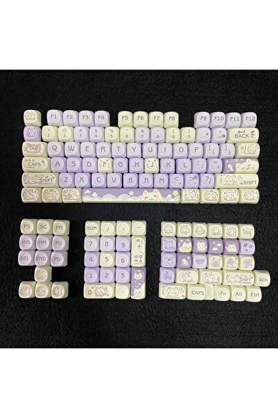 Choice Purple Cat-Bagged Purple Taro Kitty Keycaps for Mechanical Keyboard Cu...