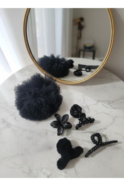 MY VİNTAGE 1 Piece Tulle Buckle 1 Piece Lotus Buckle 2 Pieces Black Pearl Buc...