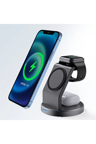 Choice حامل شحن لاسلكي مغناطيسي أسود 3 في 1 لأجهزة iPhone 13 و14 و15 و16 Pro ...