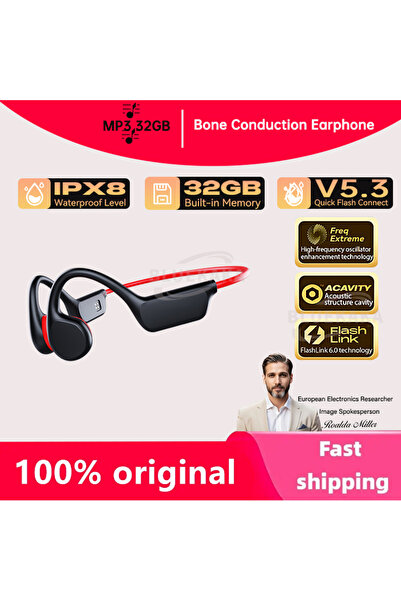 Choice 32G BlackRed New True Bone Conduction IPX8 Waterproof Swimming Headpho...