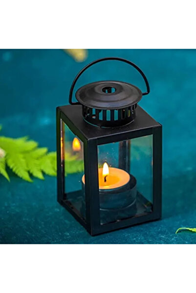 Choice حامل شموع فانوس رومانسي عتيق أسود اللون، قطعة واحدة، معدني، لحفلات الز...