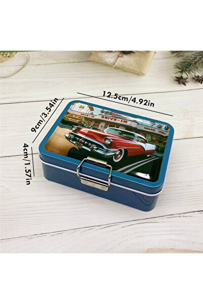 Choice Blue Vintage Double Storage Box Square Tin Box Jewelry Box Home Organi...