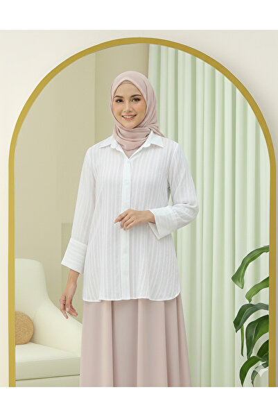 bellura Stripe Pattern Crinkle Shirt