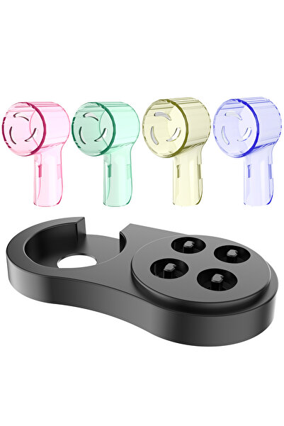 Choice حامل فرشاة أسنان أسود-4 ملون مع مجموعة من 4 أغطية واقية من الغبار لرؤو...