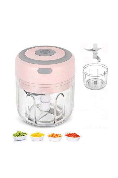 choice2 مفرمة ثوم كهربائية وردية اللون سعة 250 مل، مفرمة خضراوات، مفرمة طعام،...