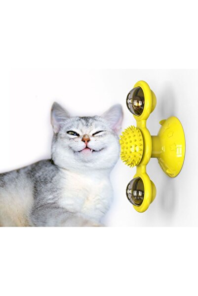 choice2 لعبة طاحونة هوائية دوارة صفراء للقطط، قرص دوار تفاعلي، أداة خدش للحيو...