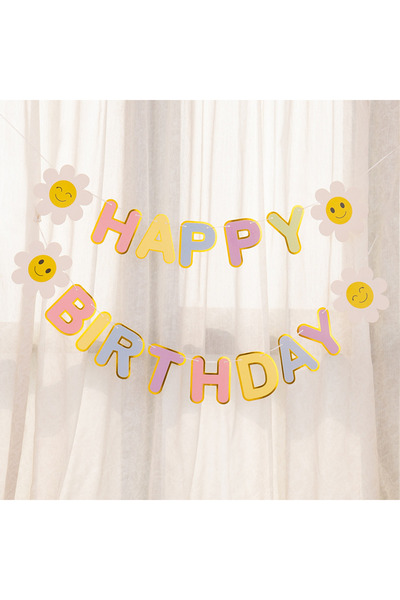 Choice A 1-5pcs Birthday Flag Party Banner Flower ForHome Room Garland Childr...