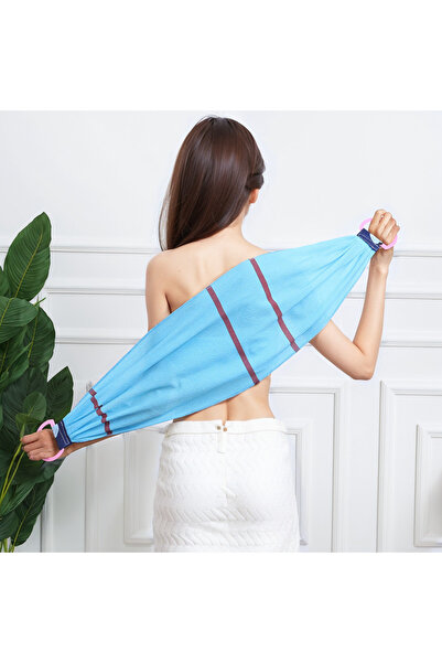 Choice3 Blue Exfoliating Back Bath Scrub Washcloth Strap Towel With Rope Hand...